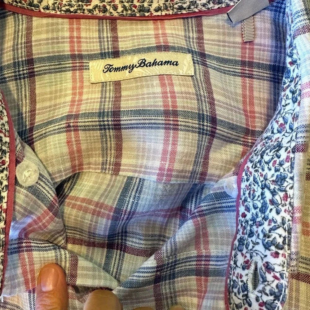 Tommy Bahama Men”s Long Sleeve Plaid Shirt. 100% Linen. Size XXL